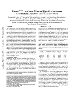 Quasar-ViT: Hardware-Oriented Quantization-Aware Architecture Search for
  Vision Transformers