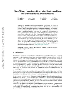 PianoMime: Learning a Generalist, Dexterous Piano Player from Internet
  Demonstrations