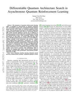Differentiable Quantum Architecture Search in Asynchronous Quantum
  Reinforcement Learning