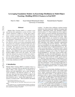 Leveraging Foundation Models via Knowledge Distillation in Multi-Object
  Tracking: Distilling DINOv2 Features to FairMOT