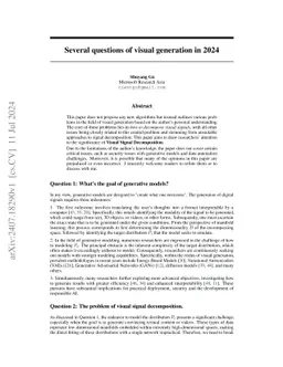 Several questions of visual generation in 2024