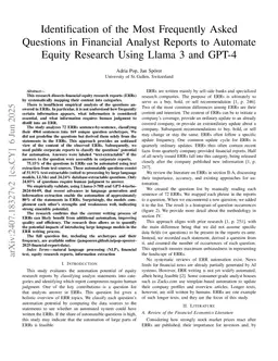 The Structure of Financial Equity Research Reports -- Identification of the Most Frequently Asked Questions in Financial Analyst Reports to Automate Equity Research Using Llama 3 and GPT-4