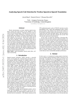 Analyzing Speech Unit Selection for Textless Speech-to-Speech
  Translation