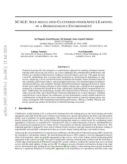 SCALE: Self-regulated Clustered federAted LEarning in a Homogeneous
  Environment