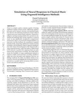 Simulation of Neural Responses to Classical Music Using Organoid
  Intelligence Methods