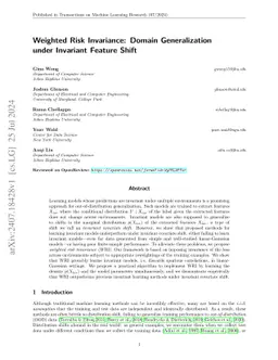 Weighted Risk Invariance: Domain Generalization under Invariant Feature
  Shift