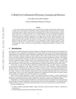 A Model for Combinatorial Dictionary Learning and Inference