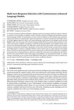 Multi-turn Response Selection with Commonsense-enhanced Language Models
