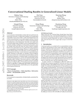 Conversational Dueling Bandits in Generalized Linear Models
