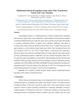 Multimodal Emotion Recognition using Audio-Video Transformer Fusion with Cross Attention