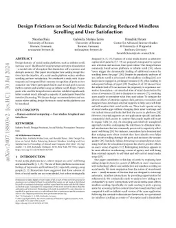 Design Frictions on Social Media: Balancing Reduced Mindless Scrolling
  and User Satisfaction