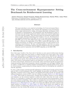 The Cross-environment Hyperparameter Setting Benchmark for Reinforcement
  Learning