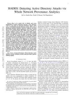 HADES: Detecting Active Directory Attacks via Whole Network Provenance
  Analytics