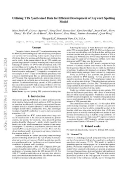 Utilizing TTS Synthesized Data for Efficient Development of Keyword
  Spotting Model