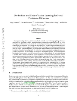 On the Pros and Cons of Active Learning for Moral Preference Elicitation