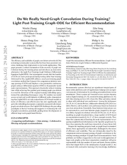 Do We Really Need Graph Convolution During Training? Light Post-Training
  Graph-ODE for Efficient Recommendation
