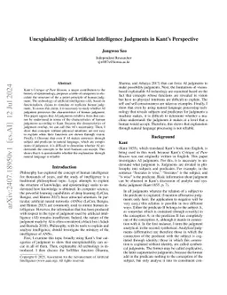 Unexplainability of Artificial Intelligence Judgments in Kant's Perspective