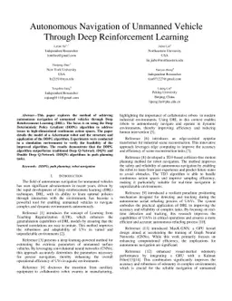 Autonomous Navigation of Unmanned Vehicle Through Deep Reinforcement
  Learning