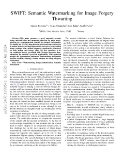 SWIFT: Semantic Watermarking for Image Forgery Thwarting