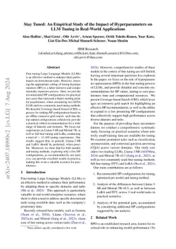 Stay Tuned: An Empirical Study of the Impact of Hyperparameters on LLM
  Tuning in Real-World Applications