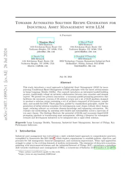 Towards Automated Solution Recipe Generation for Industrial Asset
  Management with LLM
