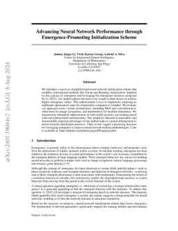 Advancing Neural Network Performance through Emergence-Promoting Initialization Scheme