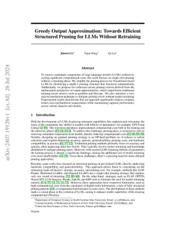 Greedy Output Approximation: Towards Efficient Structured Pruning for
  LLMs Without Retraining
