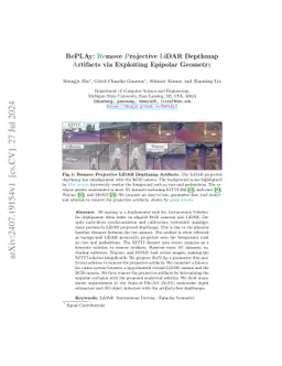RePLAy: Remove Projective LiDAR Depthmap Artifacts via Exploiting
  Epipolar Geometry