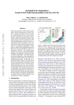 On Behalf of the Stakeholders: Trends in NLP Model Interpretability in the Era of LLMs