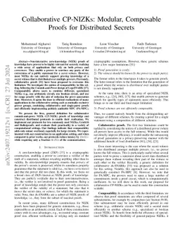 Collaborative CP-NIZKs: Modular, Composable Proofs for Distributed
  Secrets