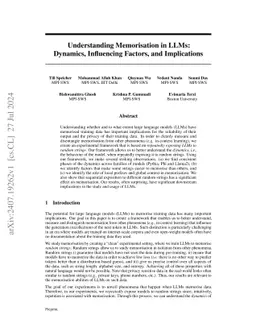 Understanding Memorisation in LLMs: Dynamics, Influencing Factors, and
  Implications