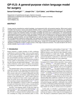GP-VLS: A general-purpose vision language model for surgery