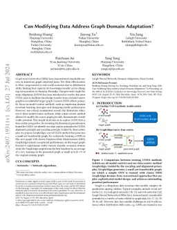 Can Modifying Data Address Graph Domain Adaptation?
