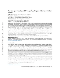 The Emerged Security and Privacy of LLM Agent: A Survey with Case Studies