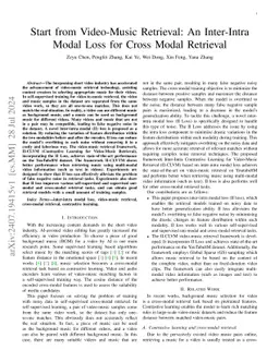 Start from Video-Music Retrieval: An Inter-Intra Modal Loss for Cross
  Modal Retrieval
