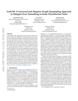 UniGAP: A Universal and Adaptive Graph Upsampling Approach to Mitigate
  Over-Smoothing in Node Classification Tasks