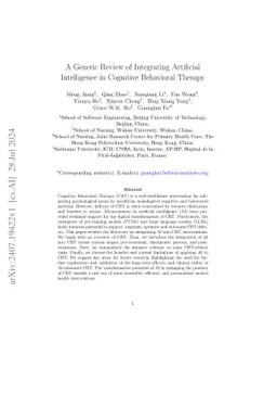 A Generic Review of Integrating Artificial Intelligence in Cognitive
  Behavioral Therapy
