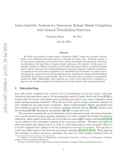 Leave-One-Out Analysis for Nonconvex Robust Matrix Completion with General Thresholding Functions