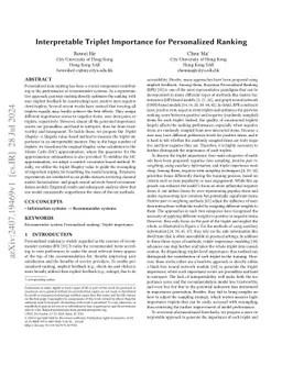 Interpretable Triplet Importance for Personalized Ranking
