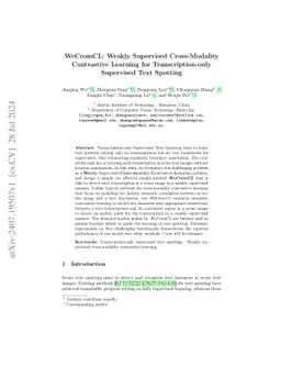 WeCromCL: Weakly Supervised Cross-Modality Contrastive Learning for Transcription-only Supervised Text Spotting