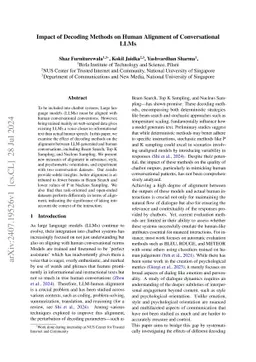 Impact of Decoding Methods on Human Alignment of Conversational LLMs