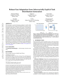 Robust Fast Adaptation from Adversarially Explicit Task Distribution Generation