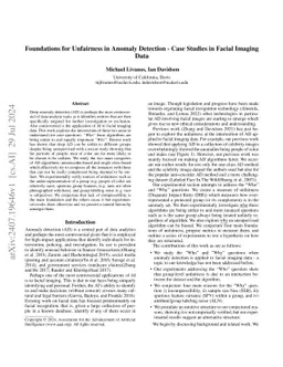 Foundations for Unfairness in Anomaly Detection -- Case Studies in
  Facial Imaging Data