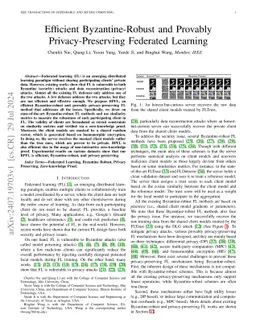 Efficient Byzantine-Robust and Provably Privacy-Preserving Federated
  Learning