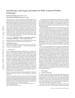 Introducing a new hyper-parameter for RAG: Context Window Utilization