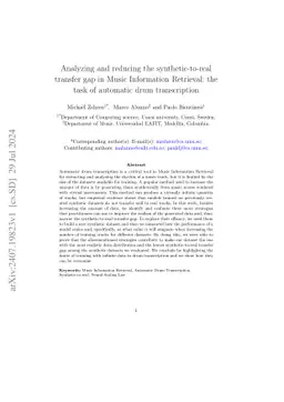 Analyzing and reducing the synthetic-to-real transfer gap in Music
  Information Retrieval: the task of automatic drum transcription