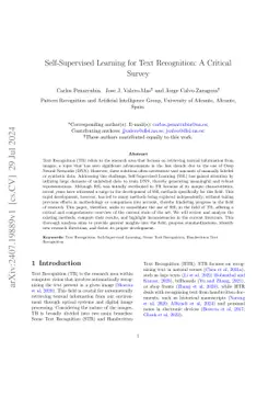 Self-Supervised Learning for Text Recognition: A Critical Survey