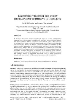 Lightweight Dataset for Decoy Development to Improve IoT Security