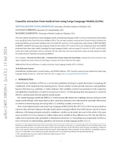 Causality extraction from medical text using Large Language Models
  (LLMs)