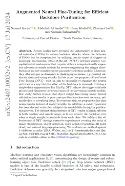 Augmented Neural Fine-Tuning for Efficient Backdoor Purification